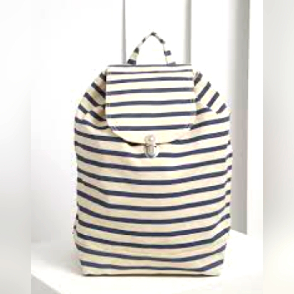 Baggu Striped Canvas Drawstring Backpack - image 1